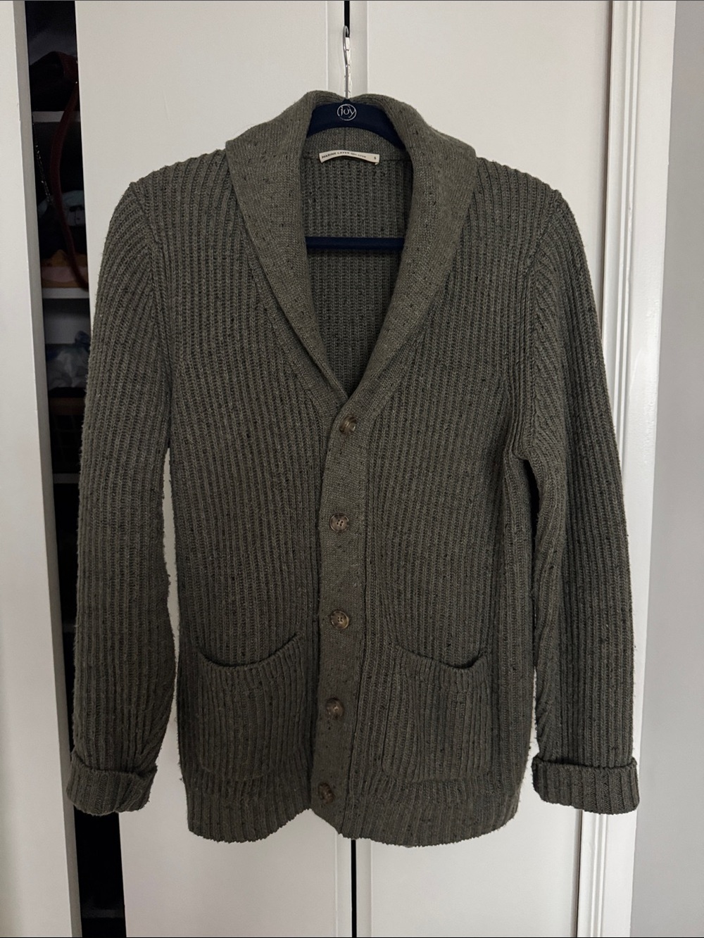 Marine Layer Re-Spun Shaw Collar Cardigan - heather green - EUC